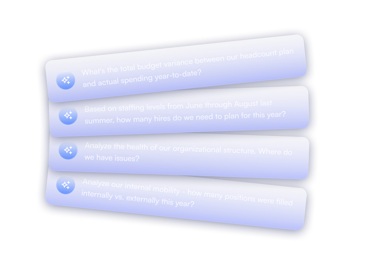 Agentic AI for workforce planning, headcount planning, position management, org charts, and succession planning.